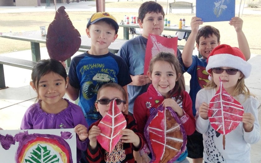 Students showing their creations