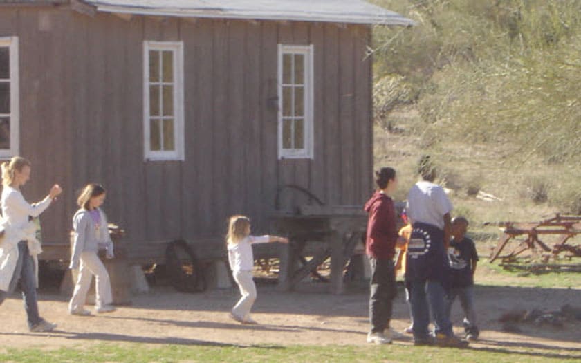 Young students at a pioneer village