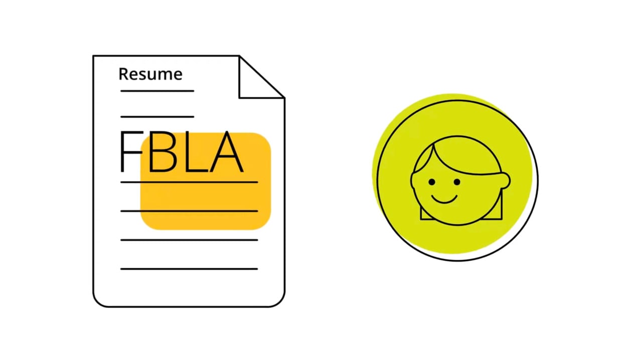 FBLA log and green face circle icon